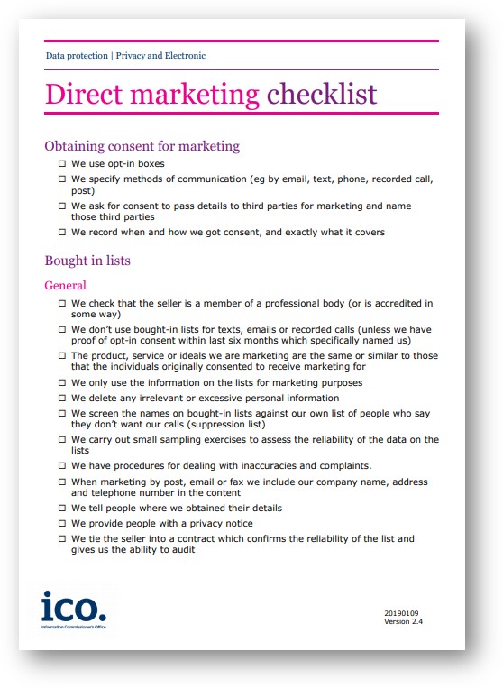 Direct Marketing Checklist